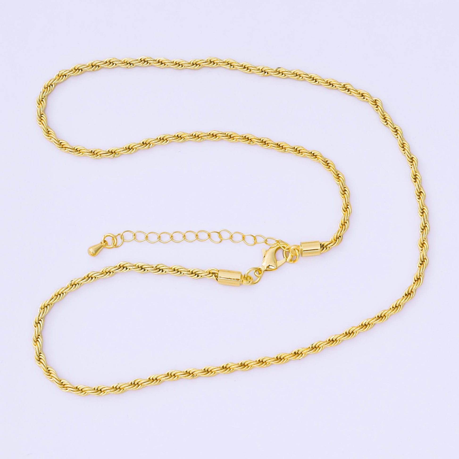 14K Gold Filled 3mm Rope Chain 18.5 Inch Necklace w. Extender | WA-1373