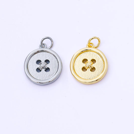 24K Gold Filled 17mm Clothes Buttons Charm in Gold & Silver | AF1548