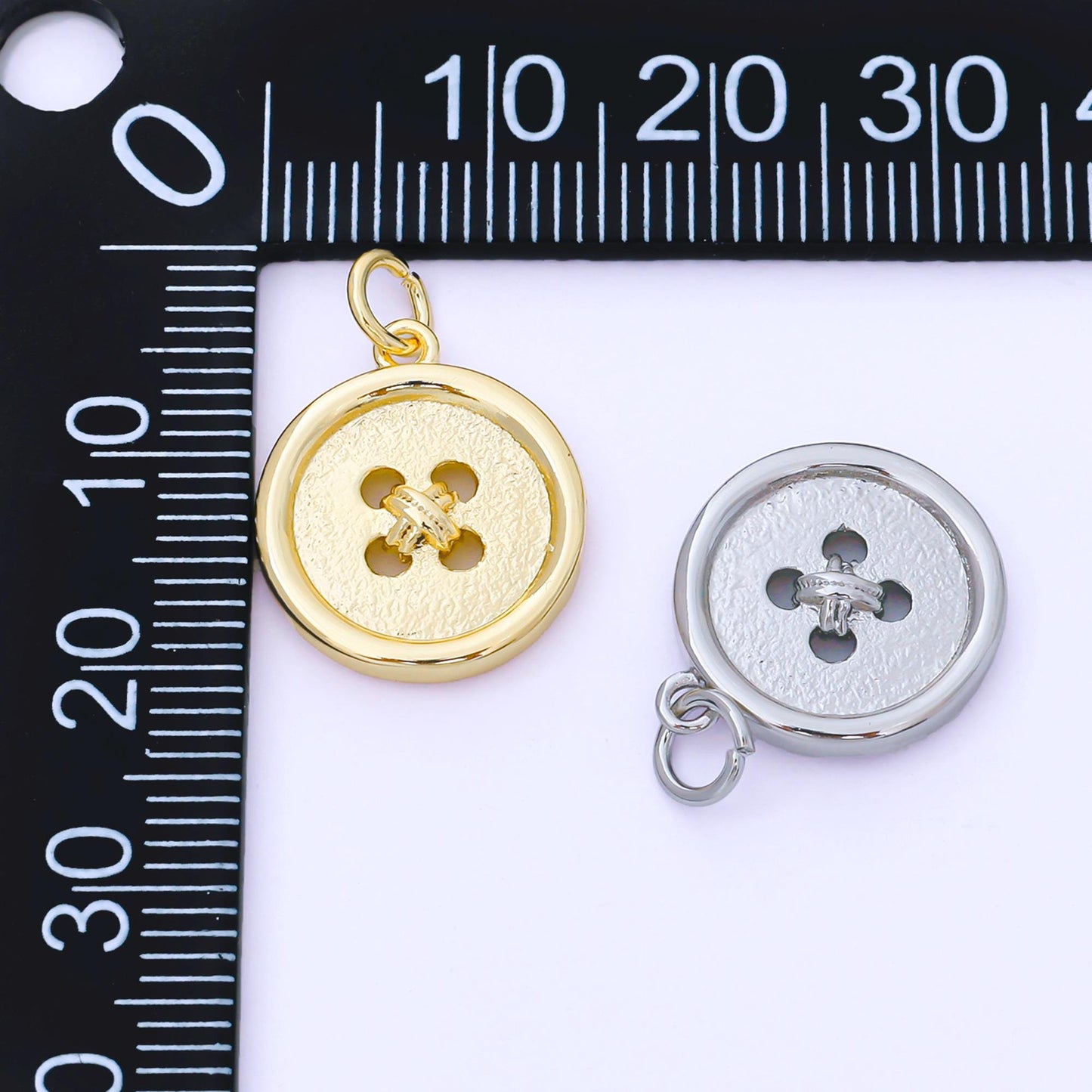 24K Gold Filled 17mm Clothes Buttons Charm in Gold & Silver | AF1548