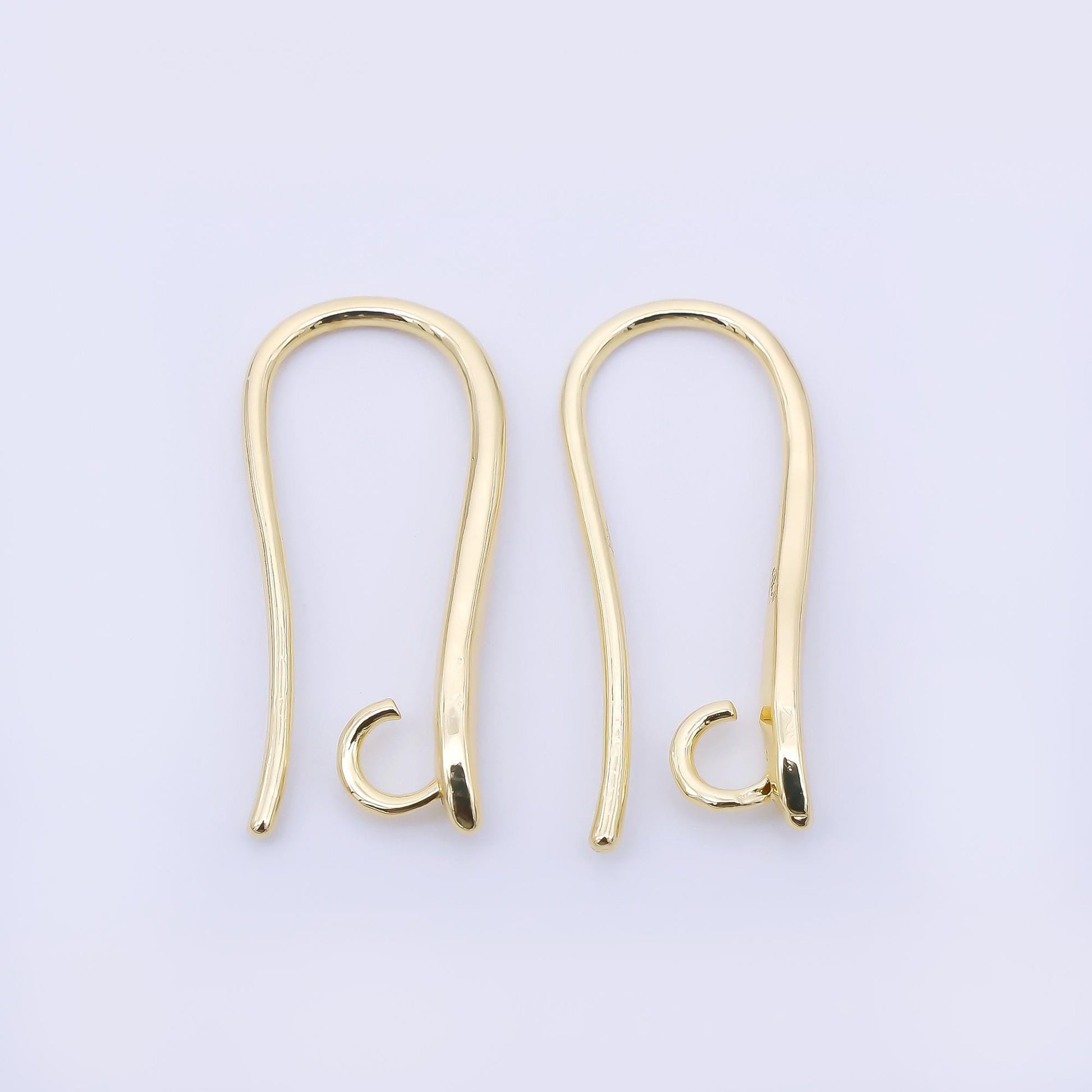 14K Gold Filled 19mm Minimalist Fish Hook Open Loop Earring Findings in Gold & Silver | Z1333 Z1334