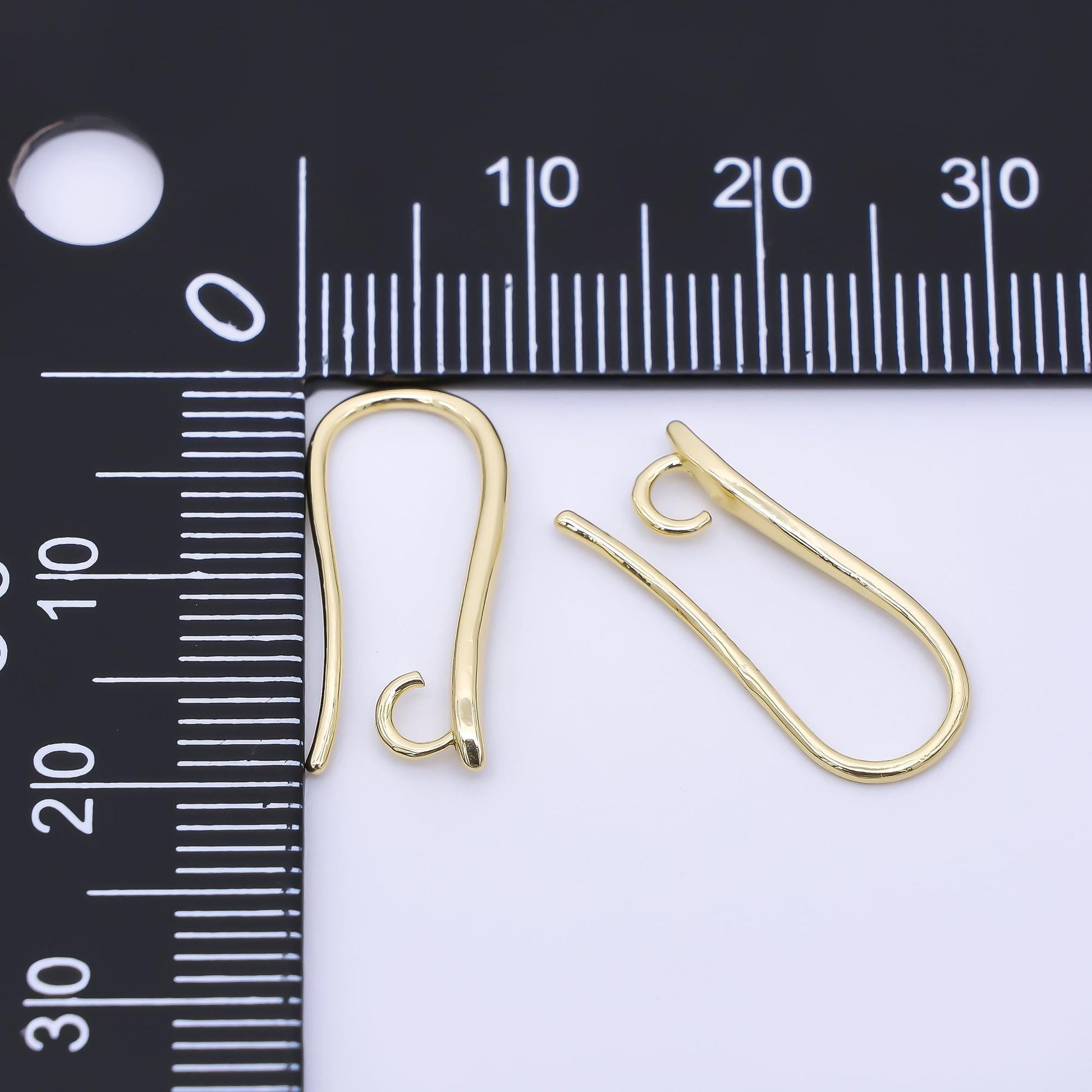 14K Gold Filled 19mm Minimalist Fish Hook Open Loop Earring Findings in Gold & Silver | Z1333 Z1334
