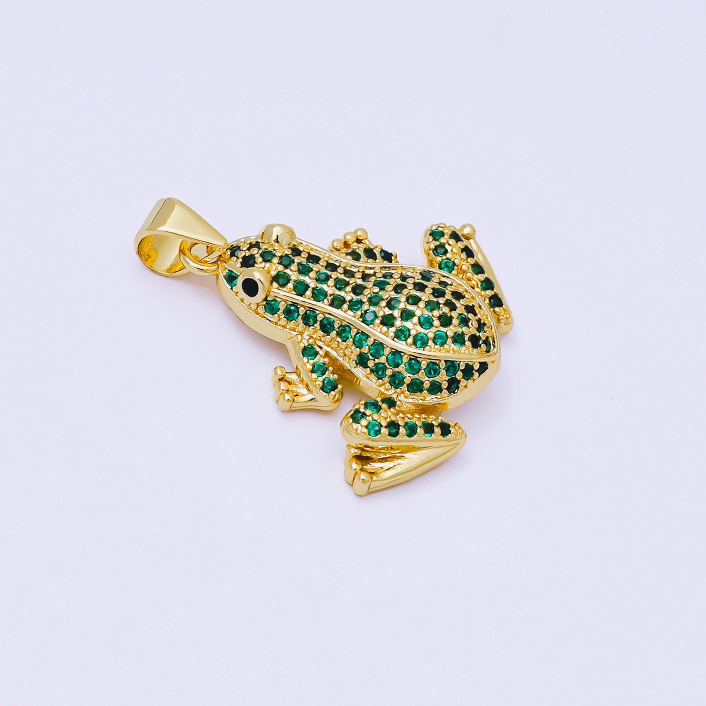 24K Gold Filled 22mm Green Micro Paved CZ Toad Frog Animals Pendant | AA1623