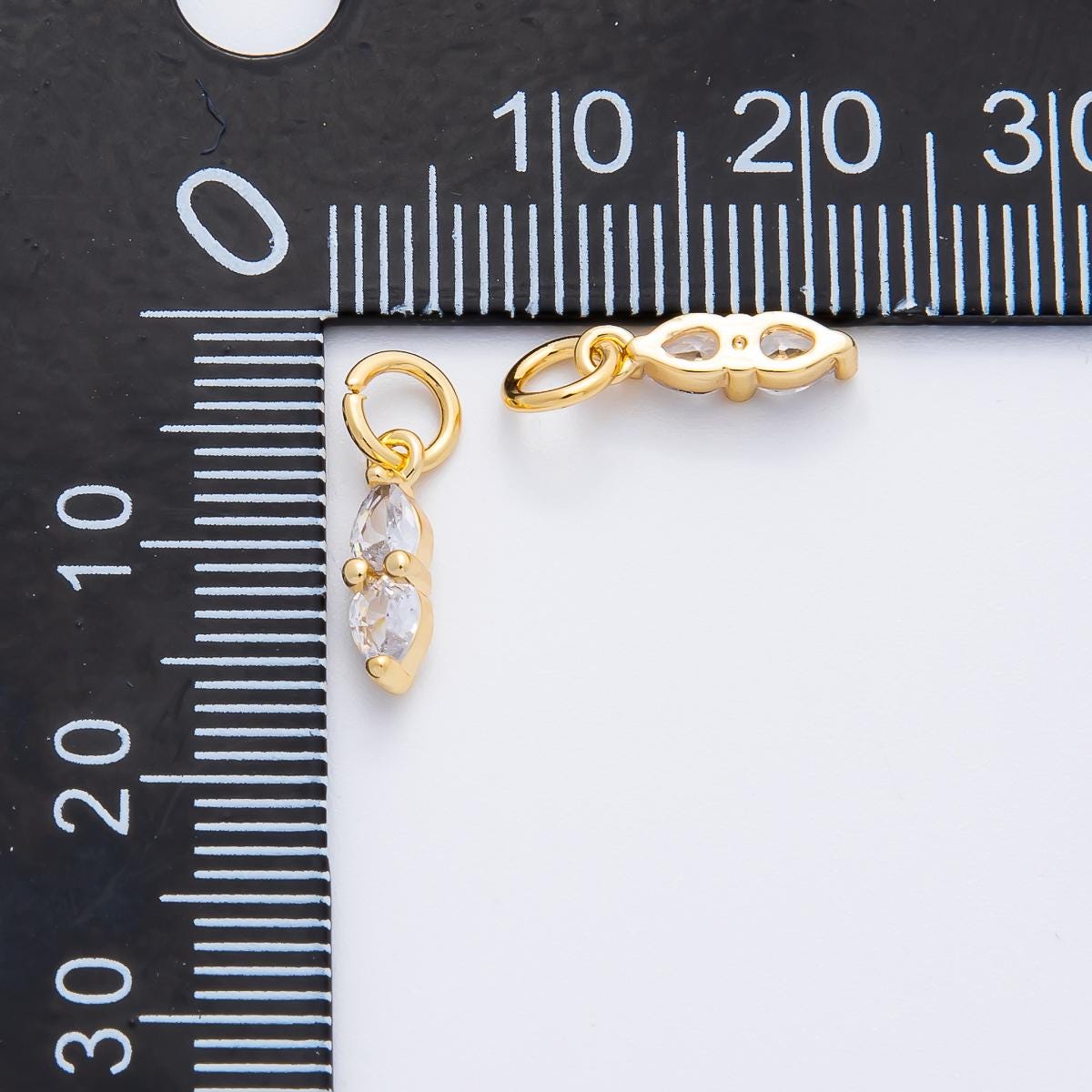 18K Gold Filled 15mm Inverted Clear Teardrop CZ Dainty Charm in Gold & Silver | AF1363