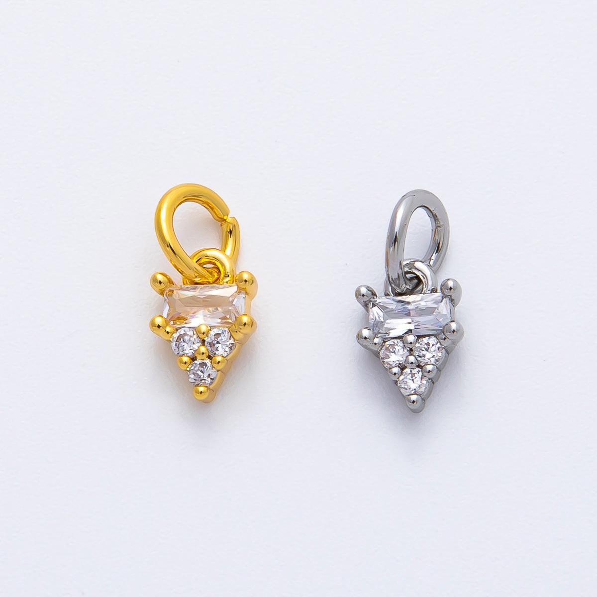 18K Gold Filled 10.5mm Baguette Cluster Diamond CZ Mini Charm in Gold & Silver | AF1364