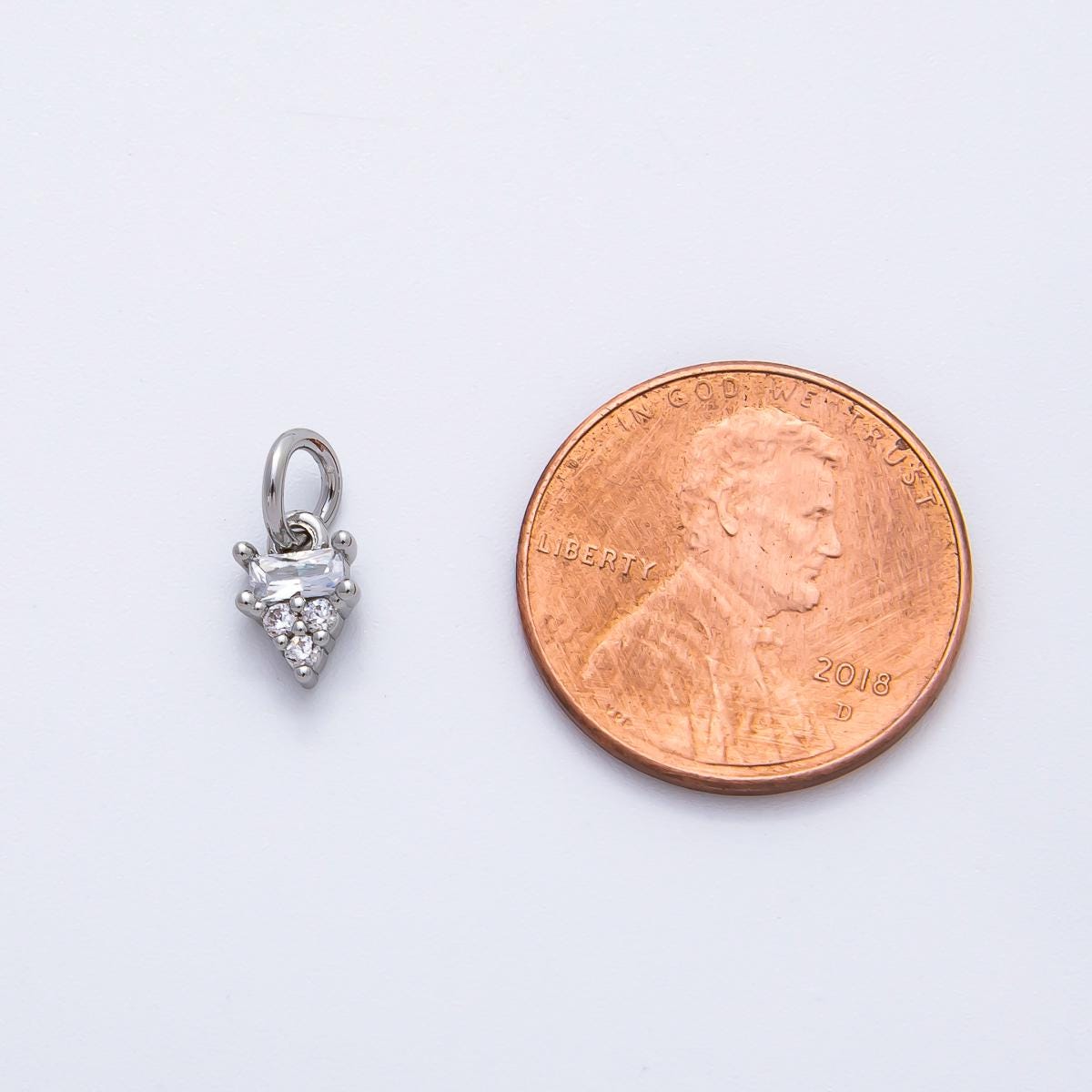 18K Gold Filled 10.5mm Baguette Cluster Diamond CZ Mini Charm in Gold & Silver | AF1364