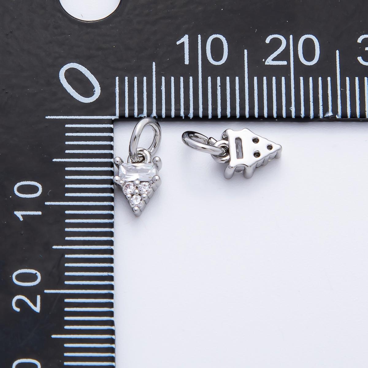 18K Gold Filled 10.5mm Baguette Cluster Diamond CZ Mini Charm in Gold & Silver | AF1364