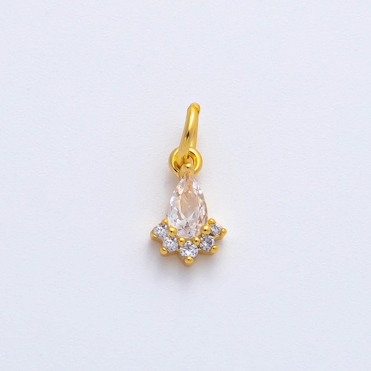 18K Gold Filled 13mm Teardrop Cluster Clear CZ Mini Charm in Gold & Silver | AF1365