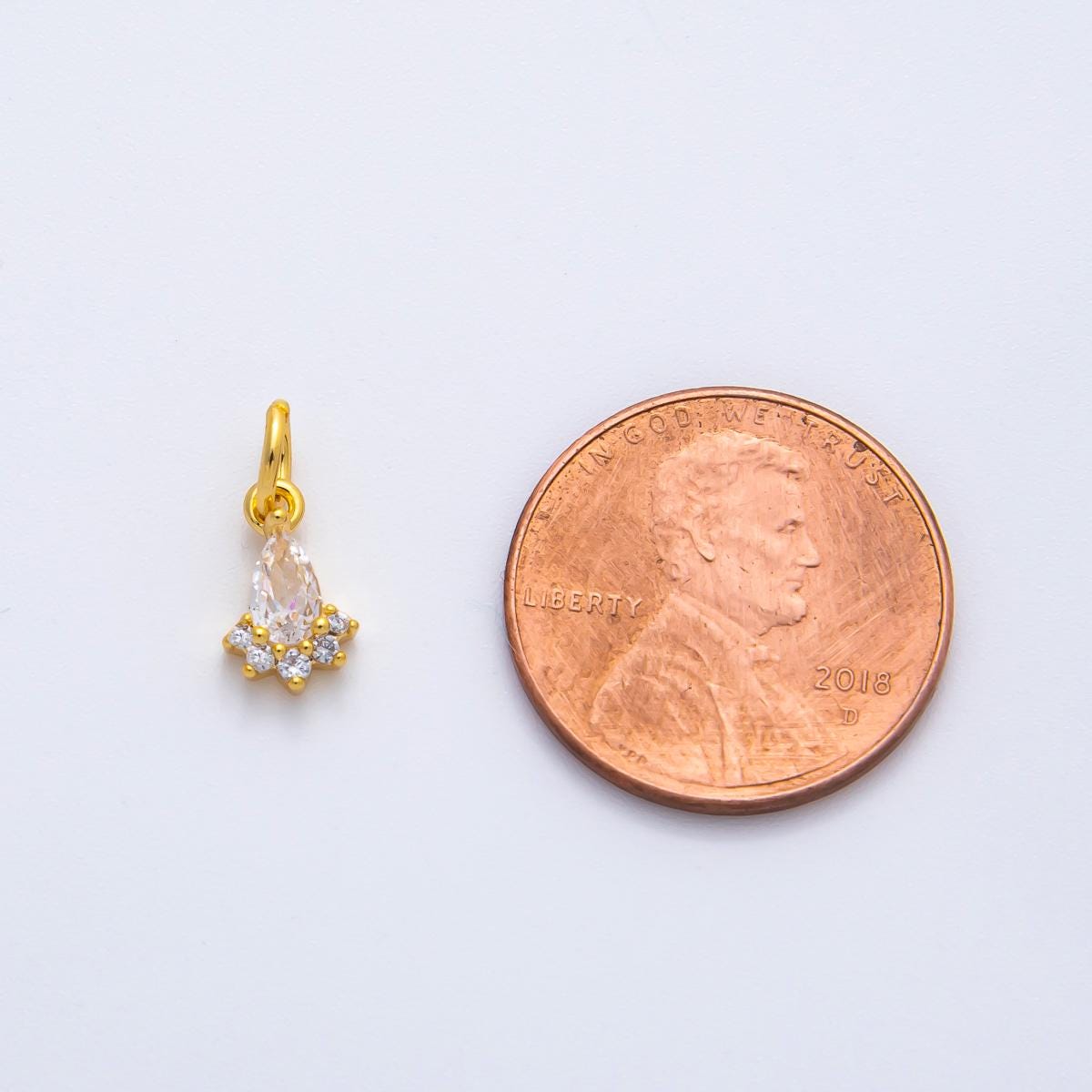 18K Gold Filled 13mm Teardrop Cluster Clear CZ Mini Charm in Gold & Silver | AF1365