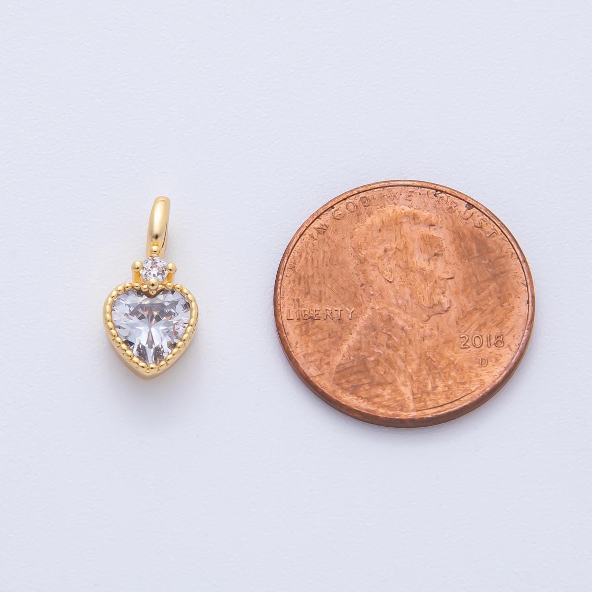 18K Gold Filled 13.5mm Clear, Purple, Yellow CZ Heart Bezel Dainty Pendant | AF1385 AF1386