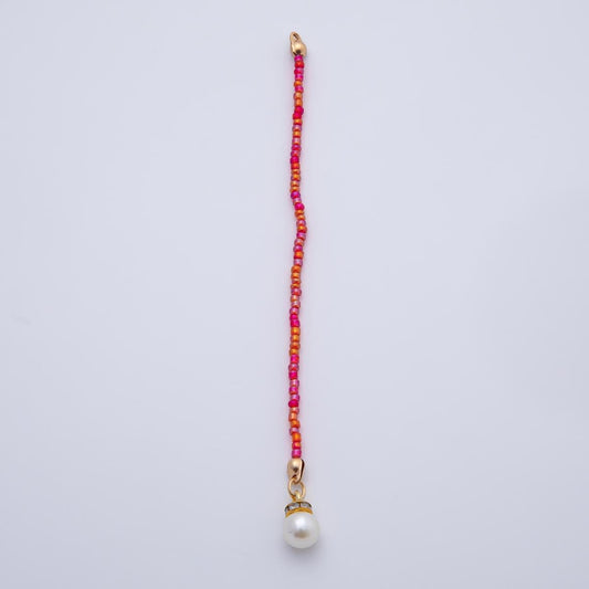 18K Gold Filled 123mm Shell Pearl Pink Red Gemstone Crimp Drop Finding | Z1396