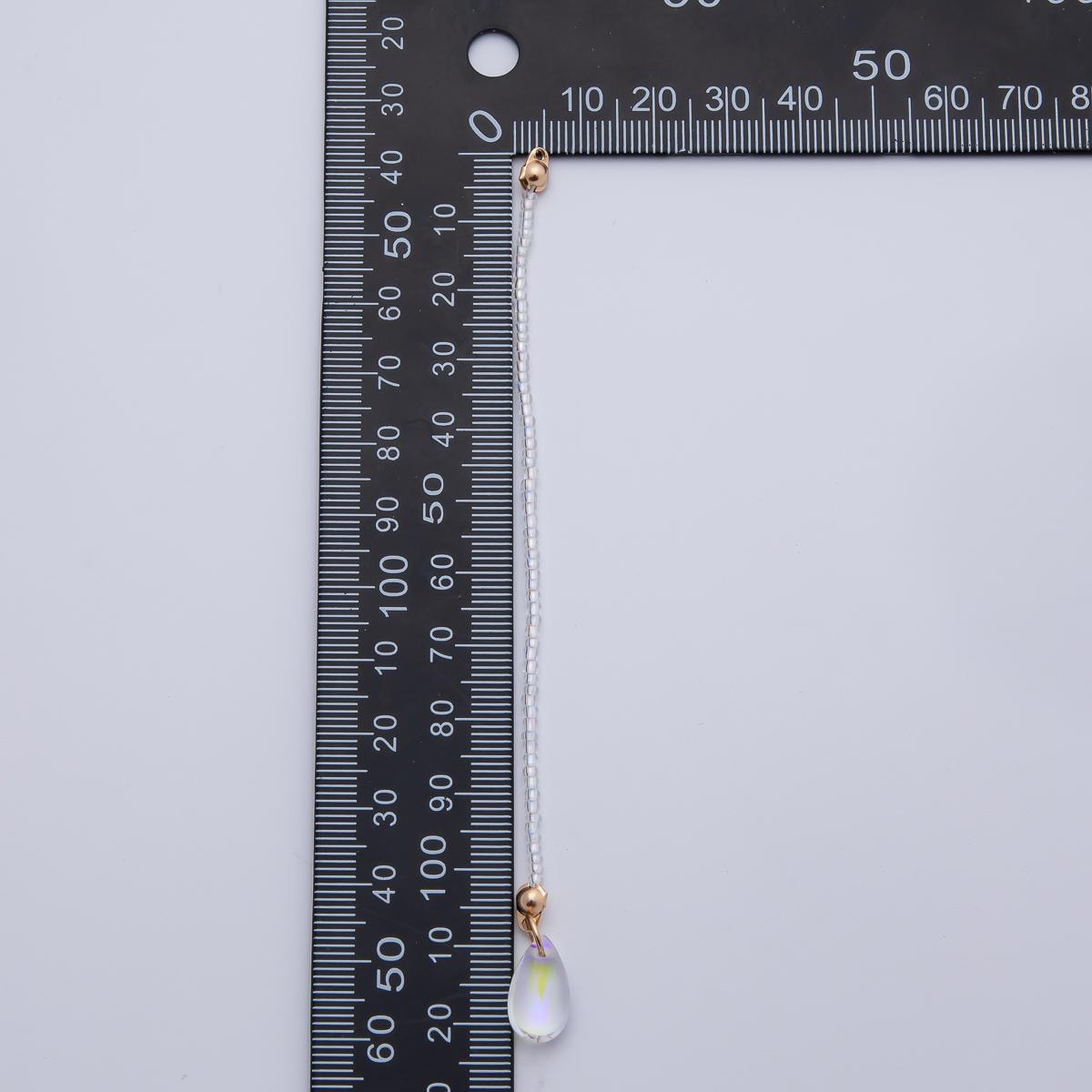 18K Gold Filled 123mm White, Black, Clear, Peach Iridescent AB Gemstone Drop Crimp Finding | Z1397 ~ Z1400