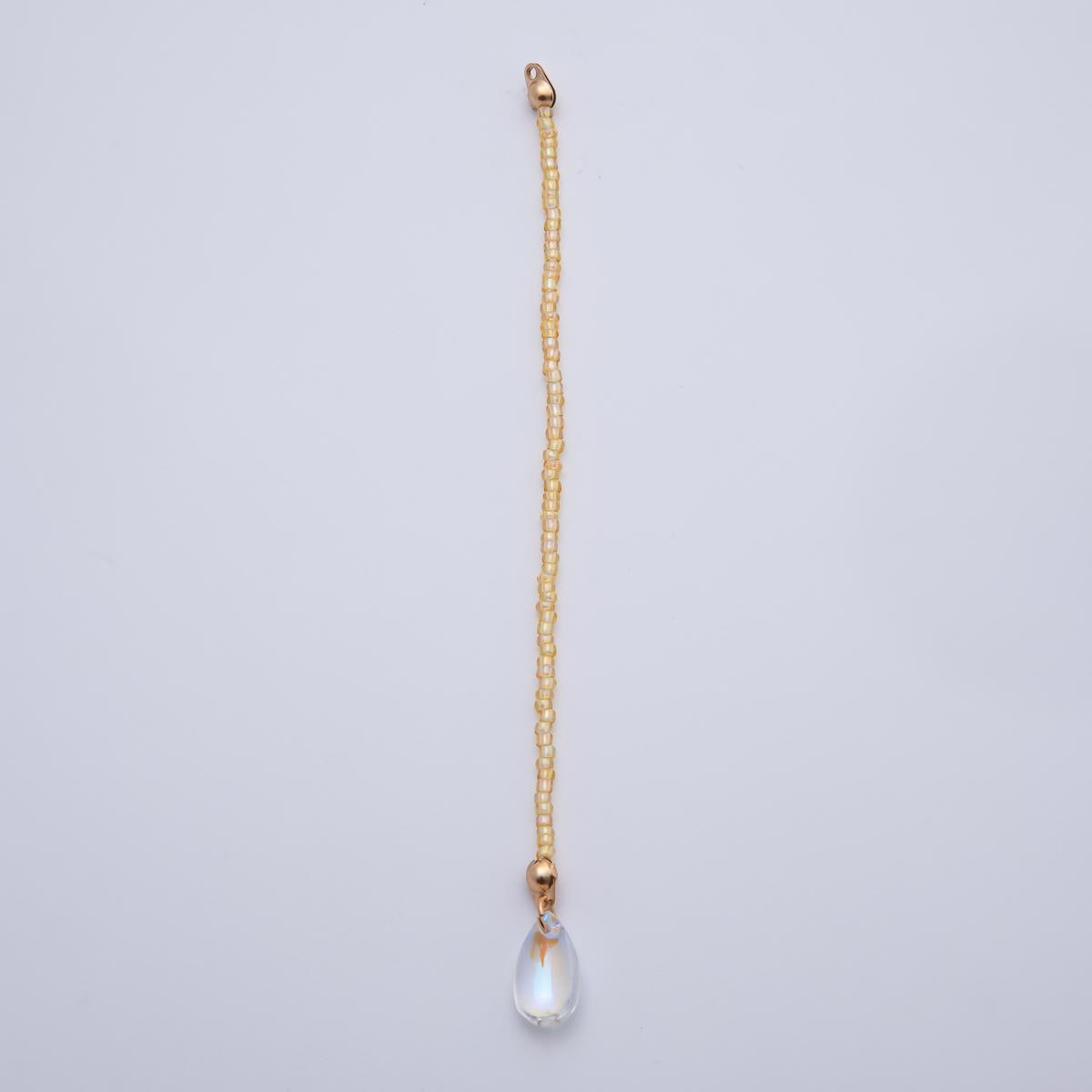 18K Gold Filled 123mm White, Black, Clear, Peach Iridescent AB Gemstone Drop Crimp Finding | Z1397 ~ Z1400