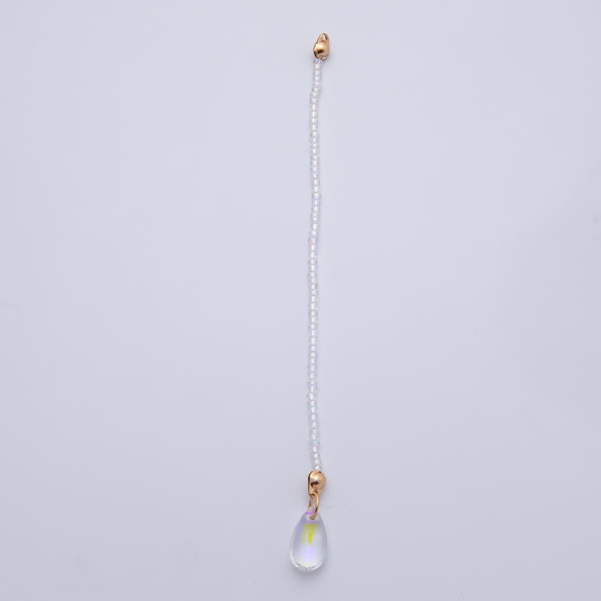 18K Gold Filled 123mm White, Black, Clear, Peach Iridescent AB Gemstone Drop Crimp Finding | Z1397 ~ Z1400