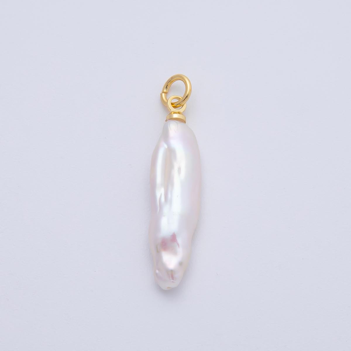 Freeform 18k gold filled 32mm shell pearl long stick pendant dangle charm for minimalist necklace jewelry component | AF-636