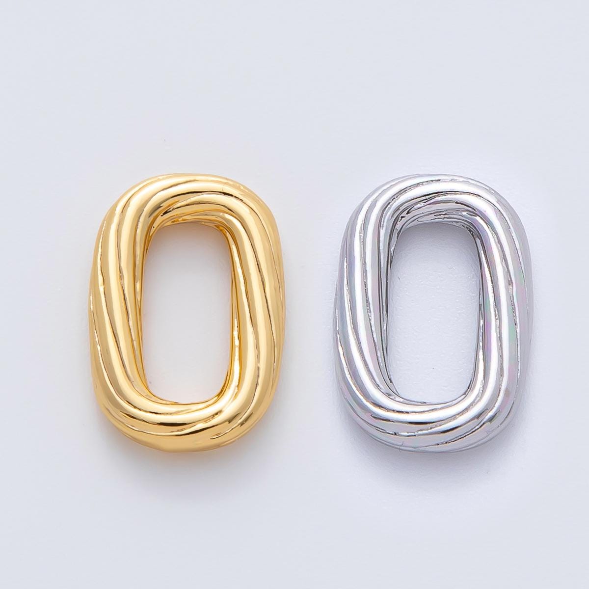 Dainty Rope Oval Oblong charm 18k gold filled Oval link connector | Z-1412