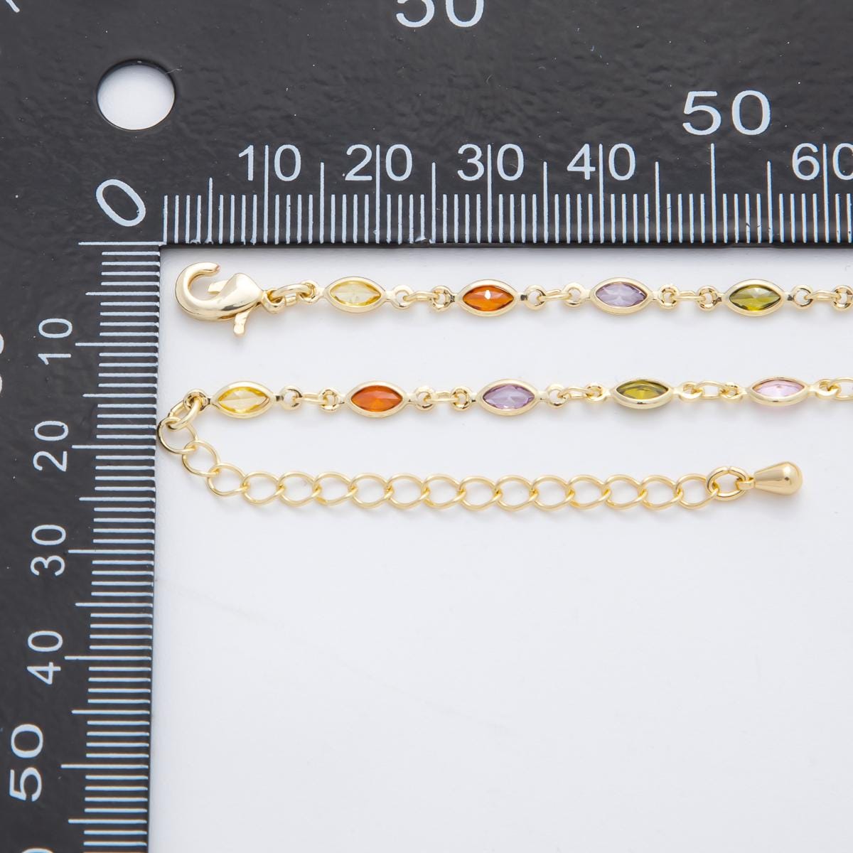18K Gold Filled Lariat Necklace, Y Necklace, Clear, Multi Color CZ Necklace, Minimalist Jewelry Long Gold Necklace 19.5 inch WA-3794