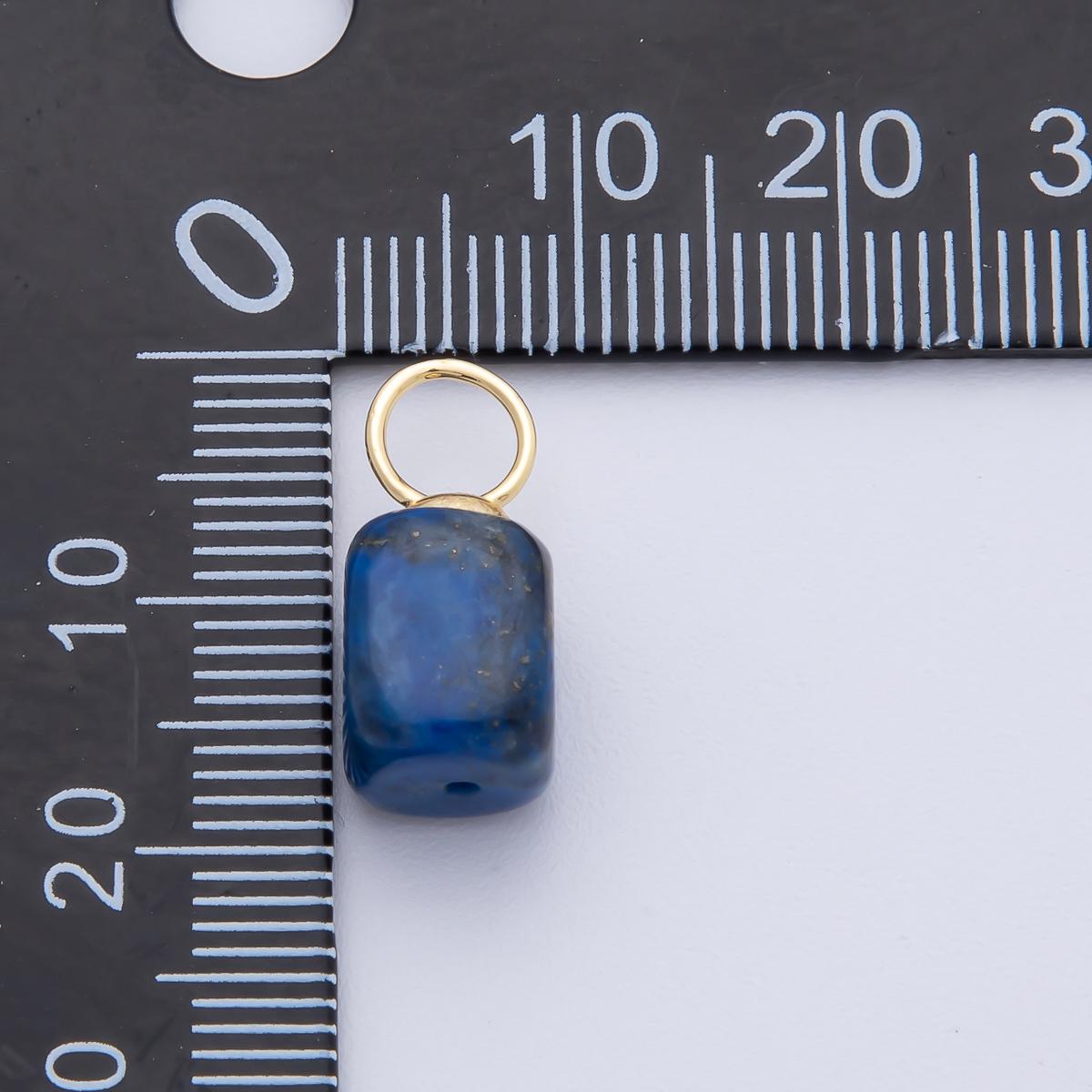 18K Gold Filled Gemstone Blue Lapiz Stone Drop Earring Charm | AF-1398