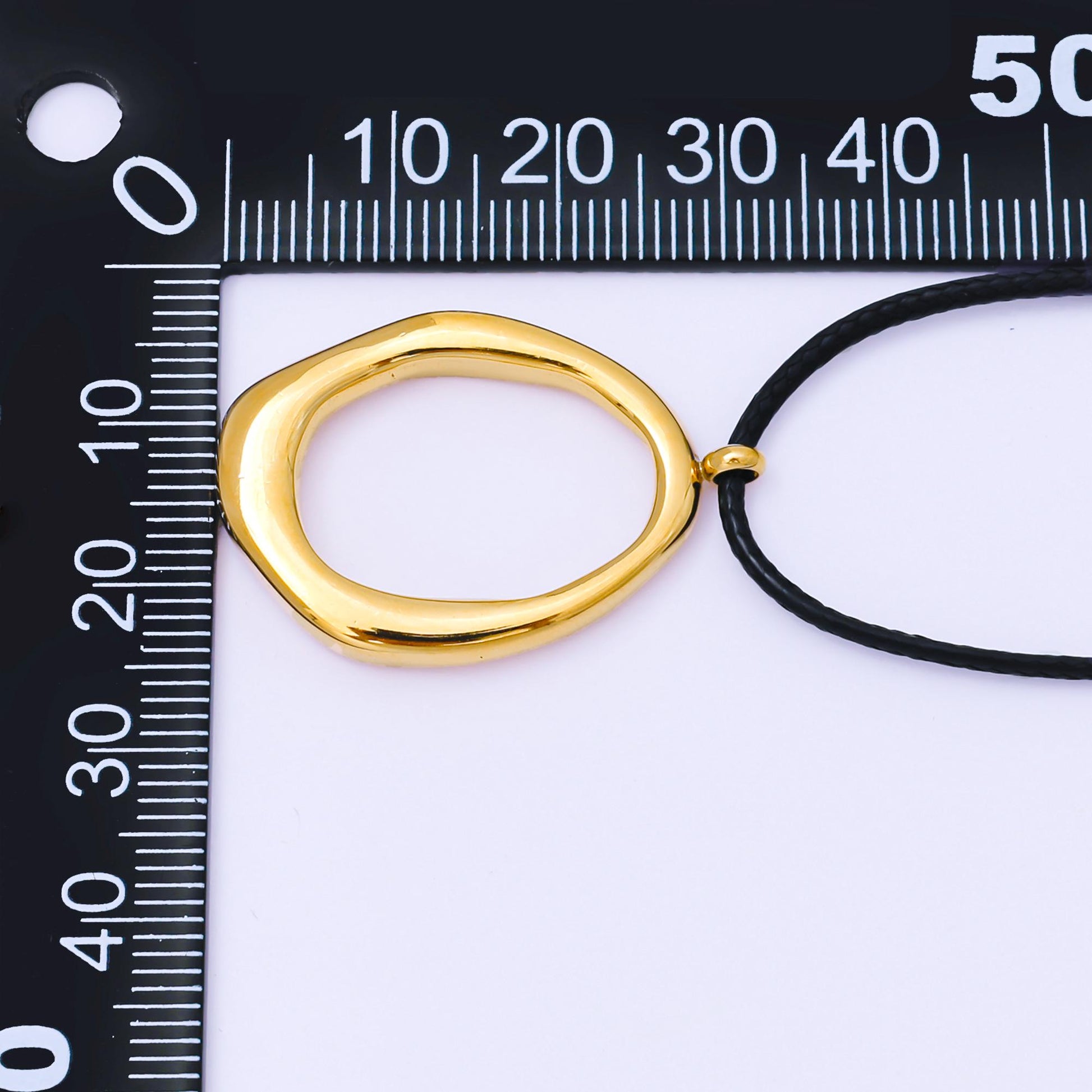 Gold Stainless Steel 1.6mm Freeform Oblong Leather Chain 16 Inch Necklace with Extender | WA-1377