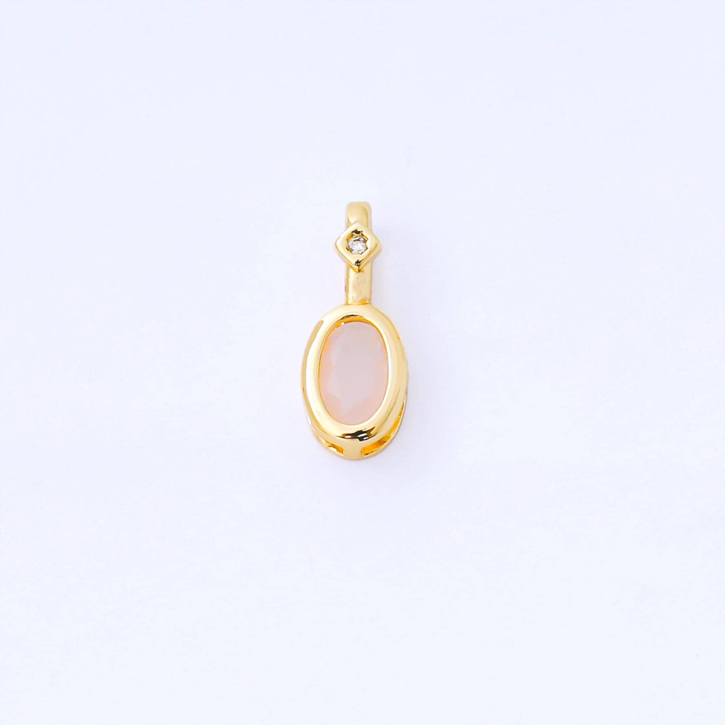 Tiny 24K Gold Filled 13.6mm Green, Black, Blue, Pink CZ Bezel Outline Oval Pendant | AA1636