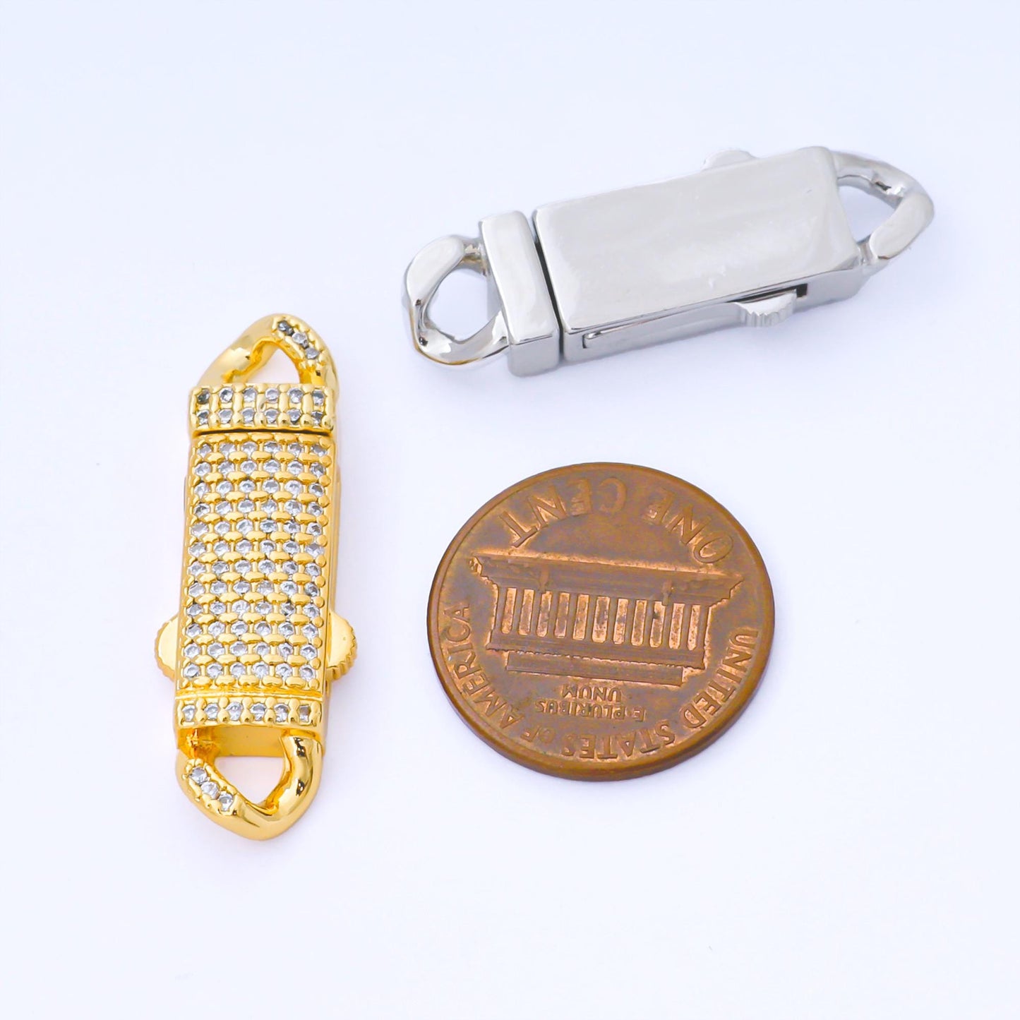 Long Gold full pave cz box buckle clasp for bracelet making Z-1330