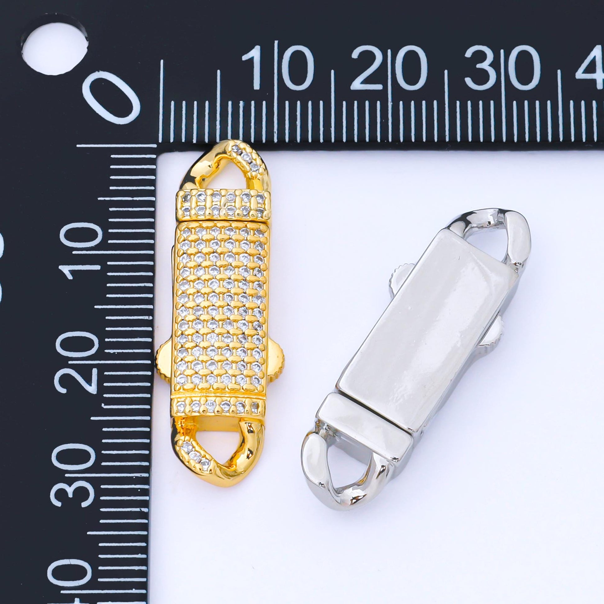 Long Gold full pave cz box buckle clasp for bracelet making Z-1330