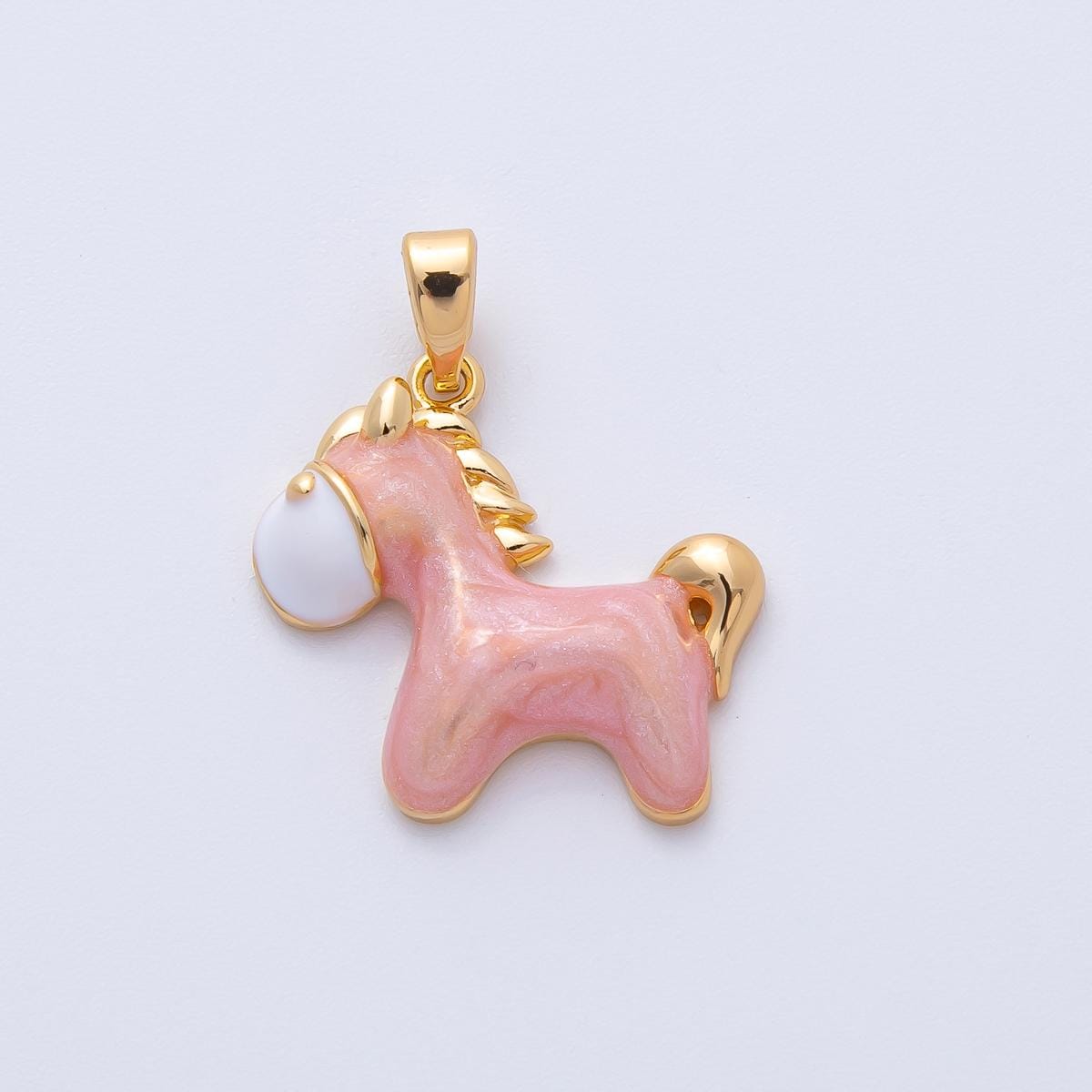 18K Gold Filled 23mm Purple, Pink Enamel Pony Horse Animals Pendant | AF1151 AF1152