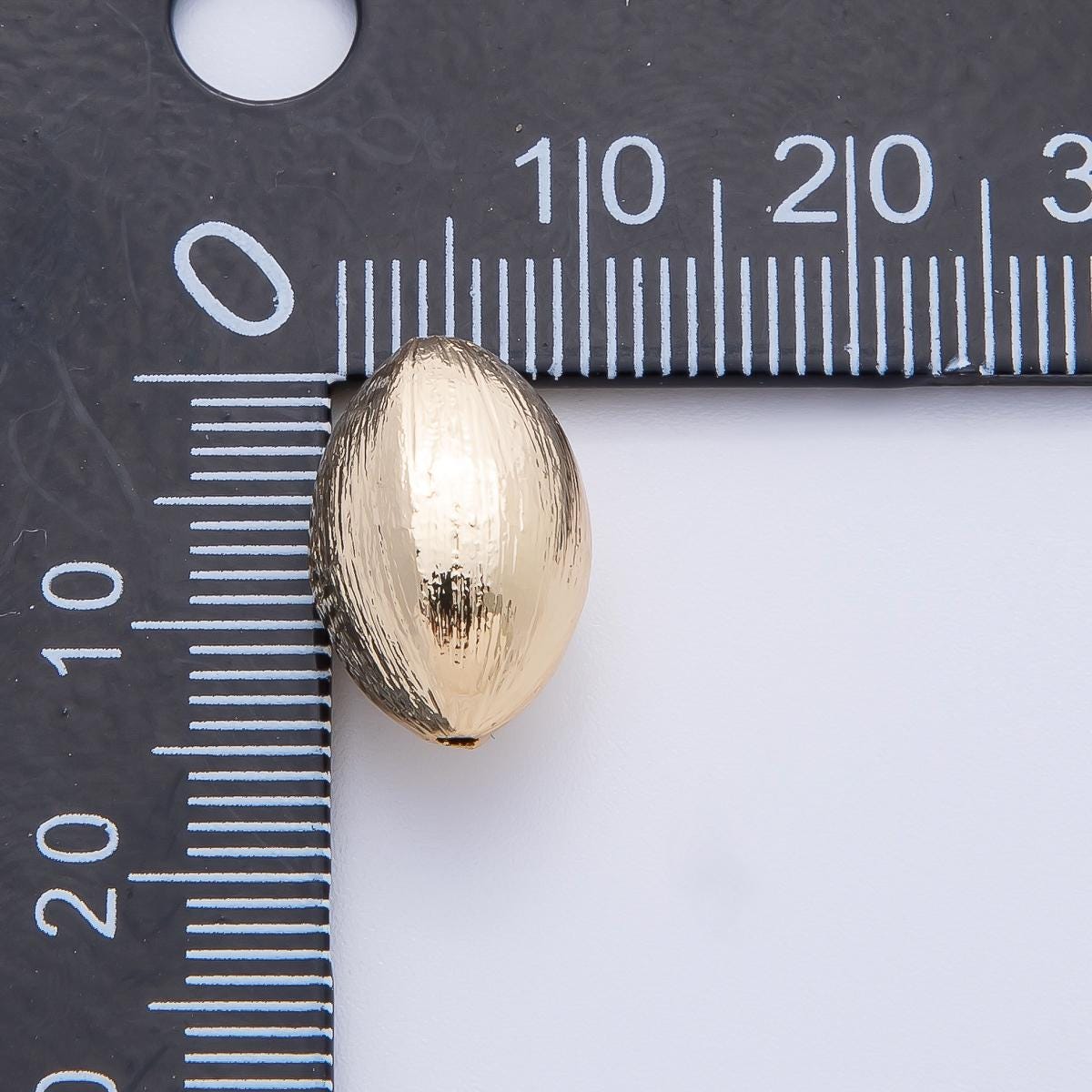 18K Gold Filled 10mm Line-Textured Oval Spacer Bead | B848