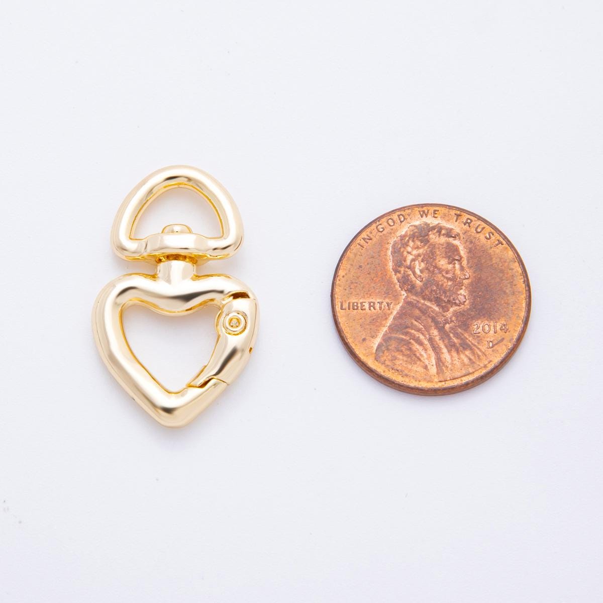 18K Gold Filled 26mm Heart Push Gate Swivel Link Clasp Closure Finding | Z1393