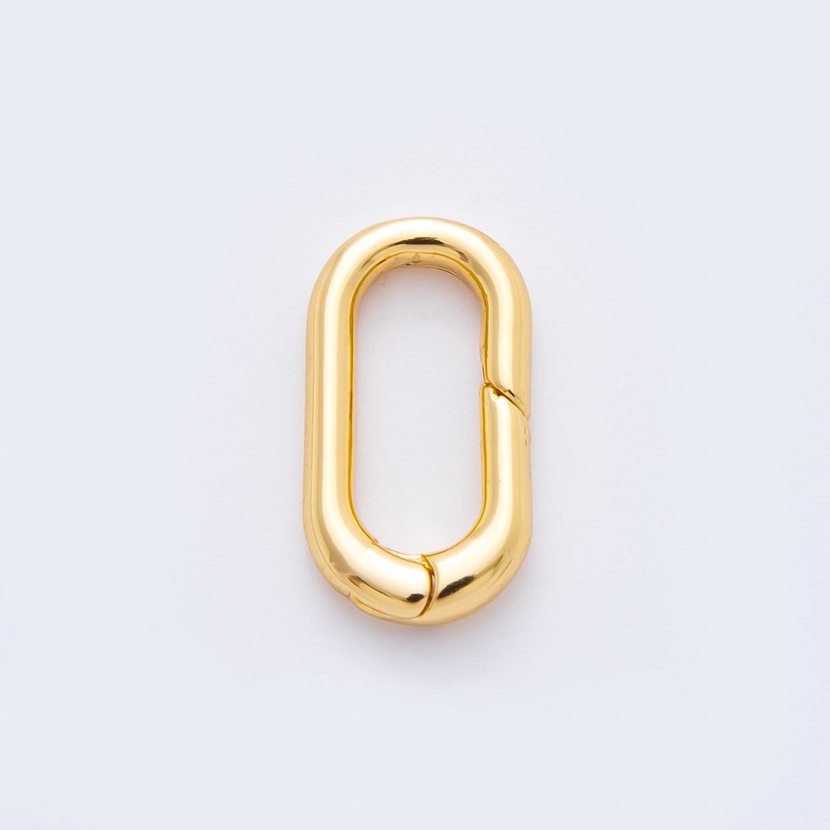 18K Gold Filled 16mm Minimalist Oblong Oval Push Gate Clasp Closure Finding | Z1381