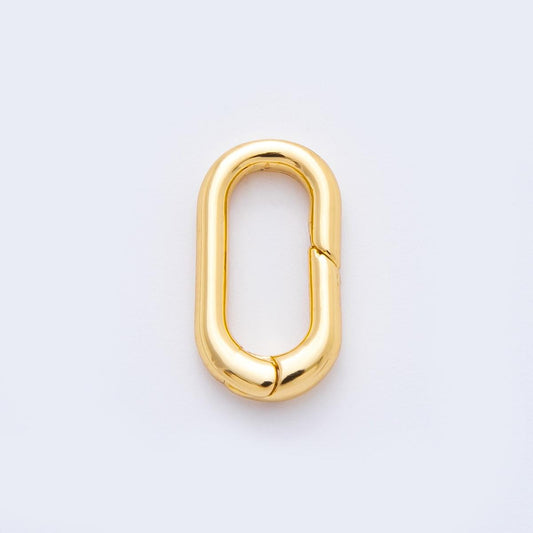 18K Gold Filled 16mm Minimalist Oblong Oval Push Gate Clasp Closure Finding | Z1381