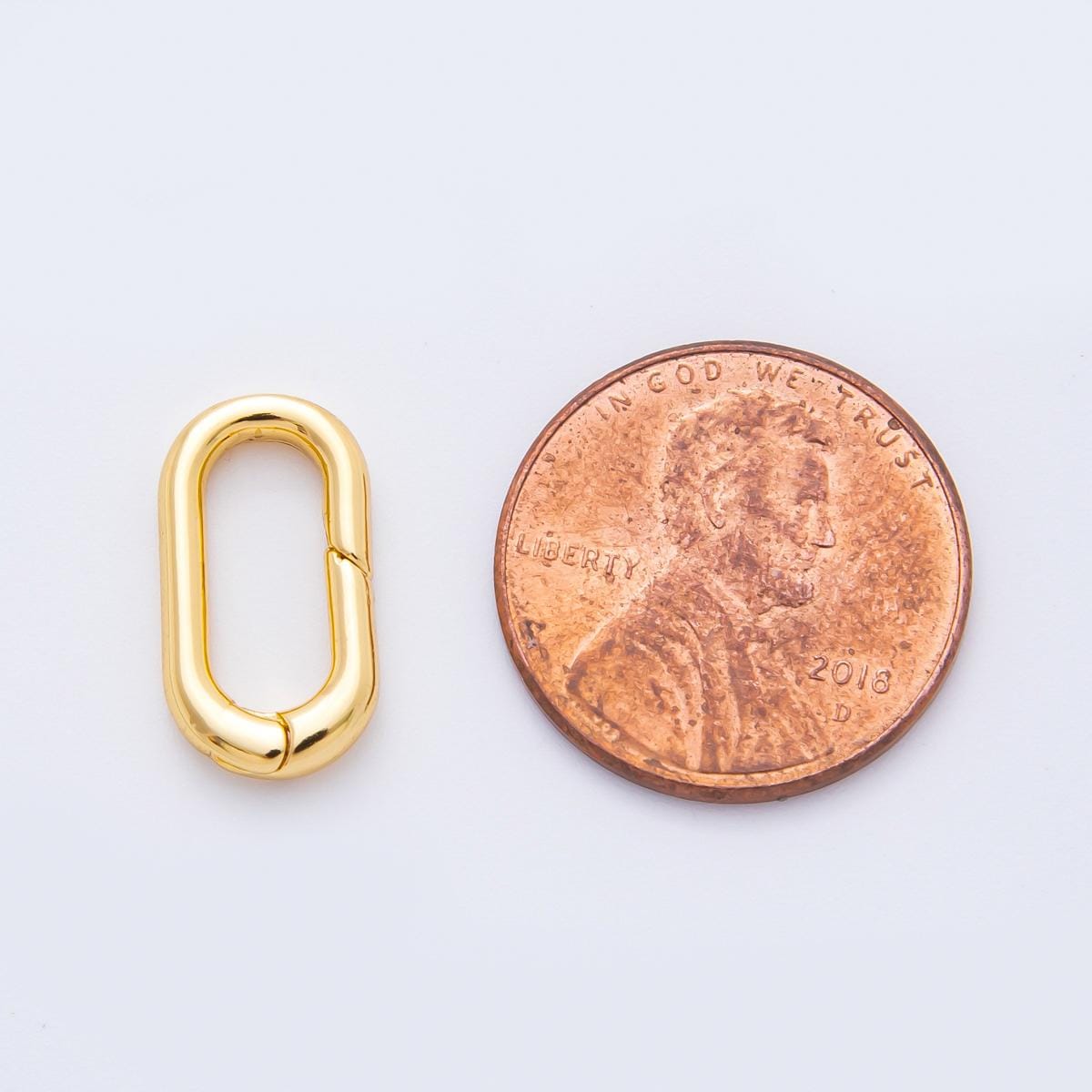 18K Gold Filled 16mm Minimalist Oblong Oval Push Gate Clasp Closure Finding | Z1381