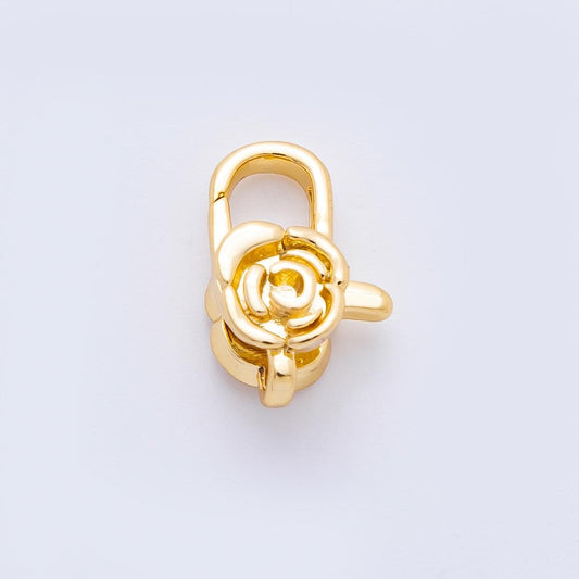18K Gold Filled 15mm Rose Flower Oblong Lobster Clasp Closure Finding | Z1384