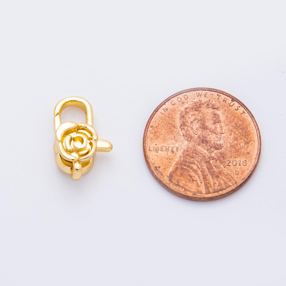 18K Gold Filled 15mm Rose Flower Oblong Lobster Clasp Closure Finding | Z1384