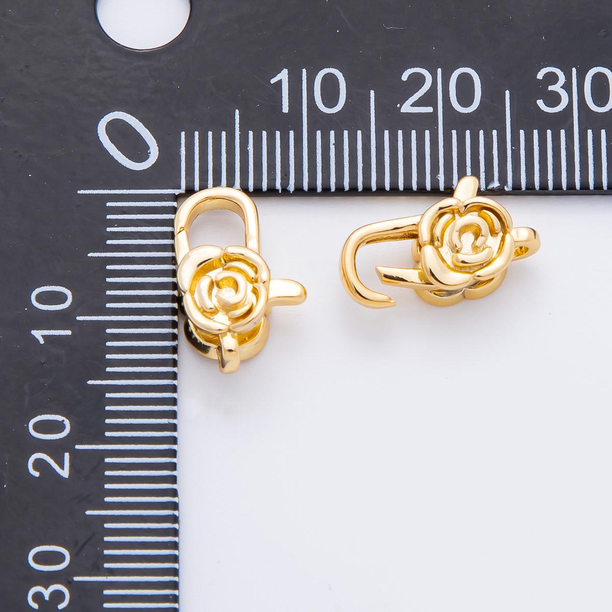 18K Gold Filled 15mm Rose Flower Oblong Lobster Clasp Closure Finding | Z1384