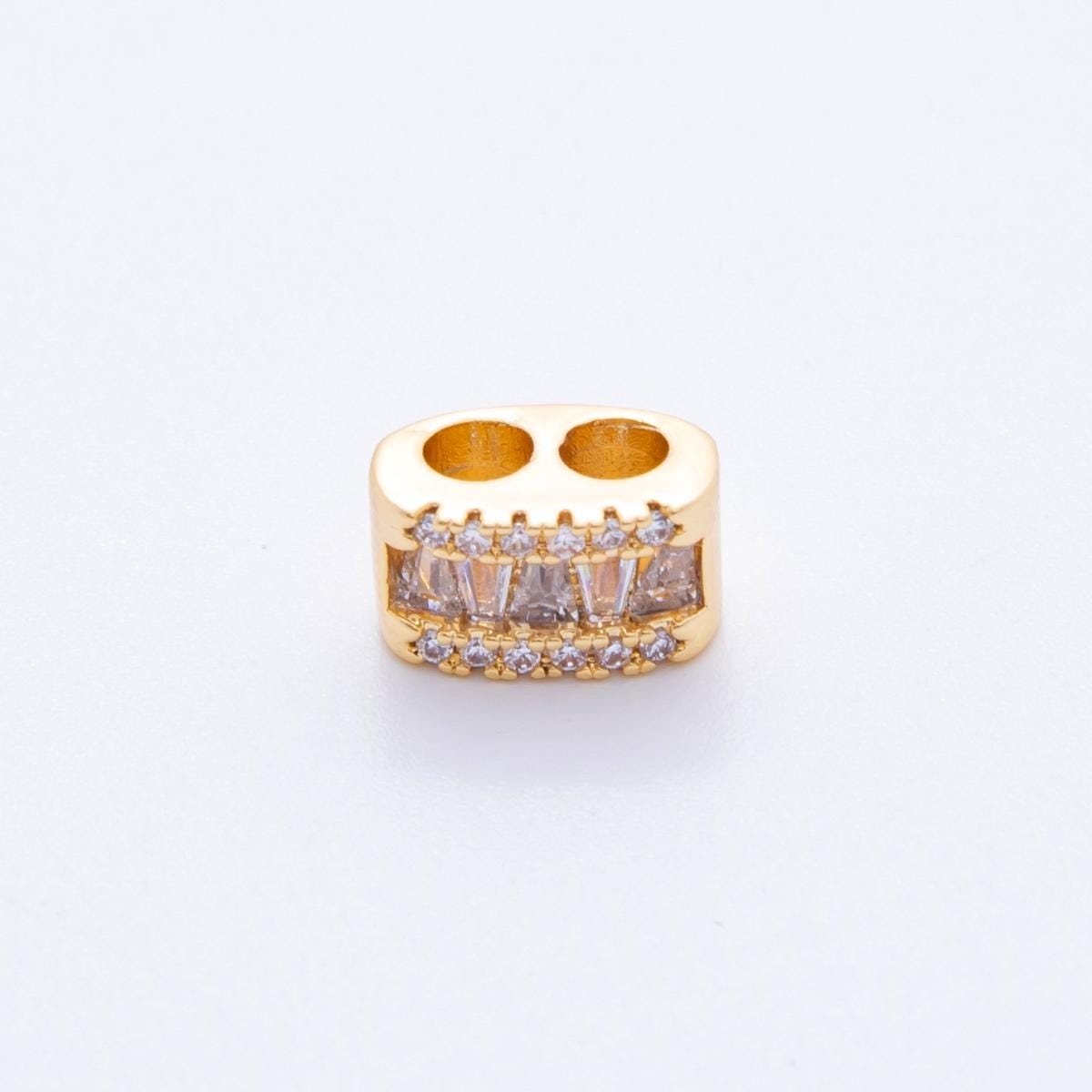 Cord Necklace Stopper Beads for Jewelry Making 2-Hole Slider Beads for Cord Necklace 18k Gold Filled Spacer Beads Supplies AF-A1024