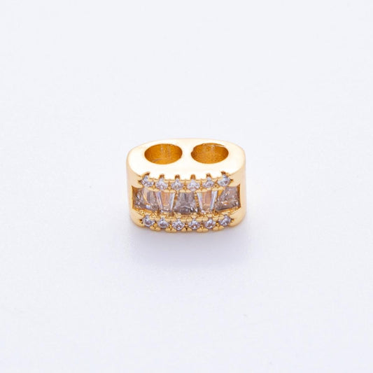 Cord Necklace Stopper Beads for Jewelry Making 2-Hole Slider Beads for Cord Necklace 18k Gold Filled Spacer Beads Supplies AF-A1024