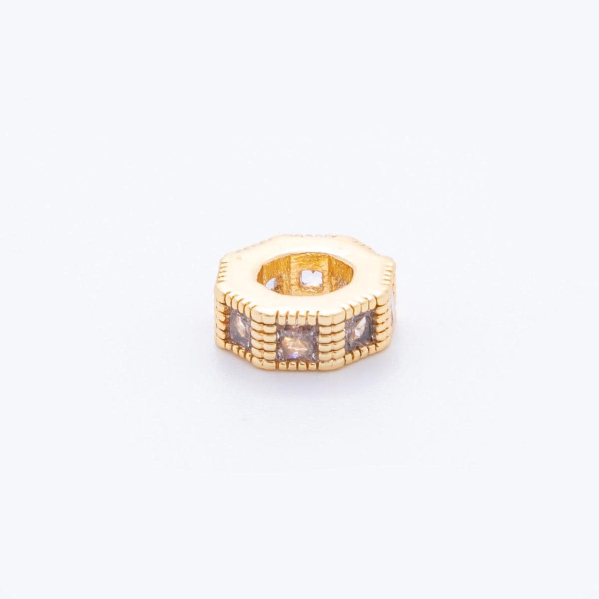 Gold Octagon Beads Charms 24K Gold Filled Geometric spacer beads Bracelet Necklace for DIY Jewelry Making Supply 8mm AF-1035