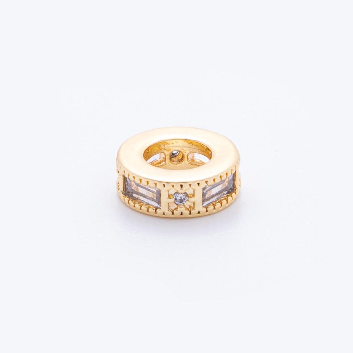 Pave Gold Round Donut Beads Charms 24K Gold Filled Geometric spacer beads Bracelet Necklace for DIY Jewelry Making Supply 10mm AF-1041