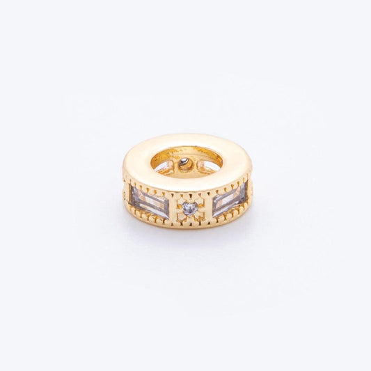 Pave Gold Round Donut Beads Charms 24K Gold Filled Geometric spacer beads Bracelet Necklace for DIY Jewelry Making Supply 10mm AF-1041