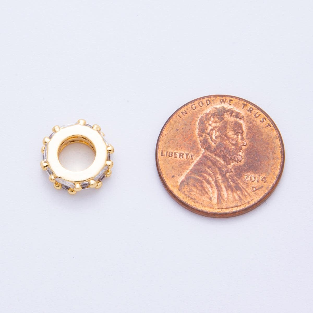 Pave Gold Round Donut Beads Charms 24K Gold Filled Geometric spacer beads Bracelet Necklace for DIY Jewelry Making Supply 11mm AF-1044