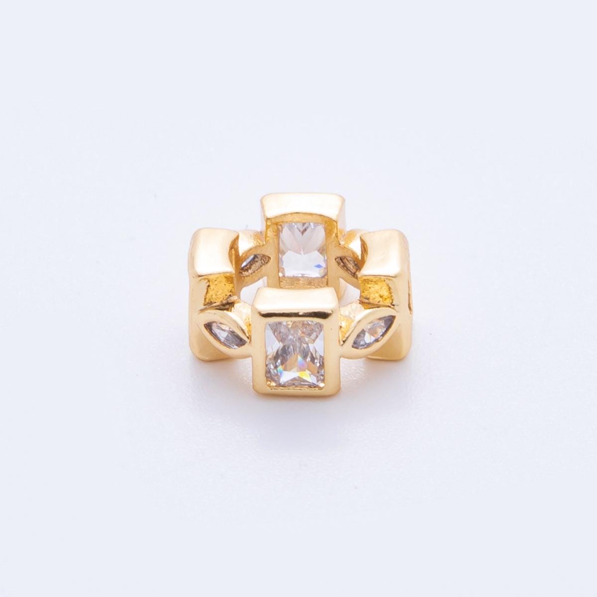Mix Shape Pave Mini Gold Geometric Bead Spacer 24k gold filled bead spacer in gold AF-1043