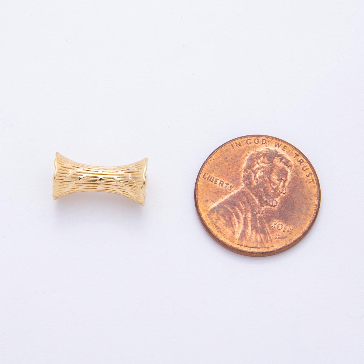 18K Gold Filled 7x14 mm Long Textured Hourglass Bead Spacer| AF-1050