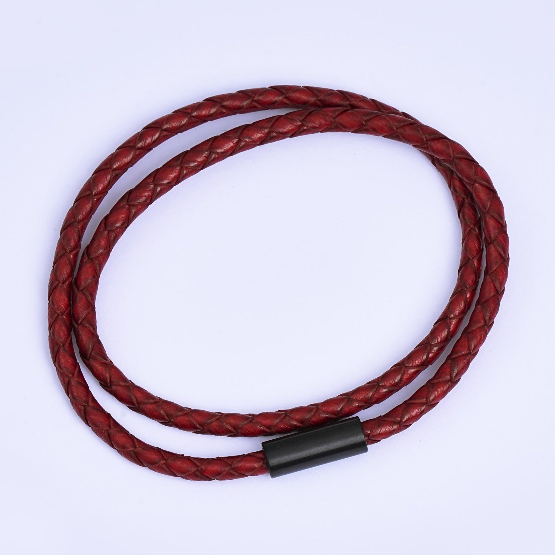 4mm For Men Brown Black Orange Blue Braided Leather Rope Cord Bracelet Black Push Clasp 7.5 inch , 8.5 inch Bracelet for Christmas Gift