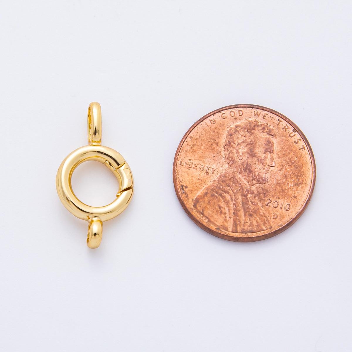 18K Gold Filled 20mm Round Push Gate Clasp Charm Enhancer Finding | Z1386