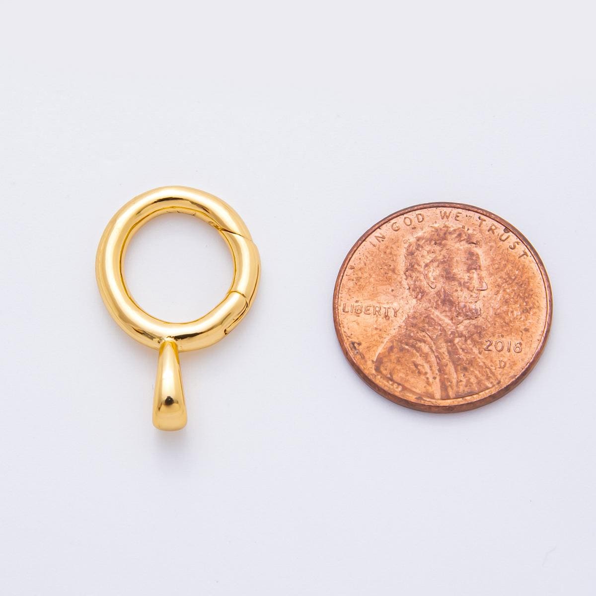 18K Gold Filled 22.5mm Push Gate Round Clasp Pendant Clasps Closure Finding | Z1388
