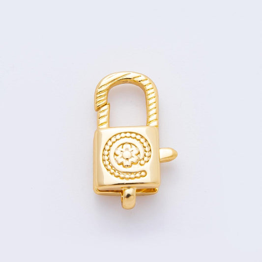 18K Gold Filled 17mm Spiral Flower Ribbed Rectangular Lobster Clasp Closure Finding | Z1389