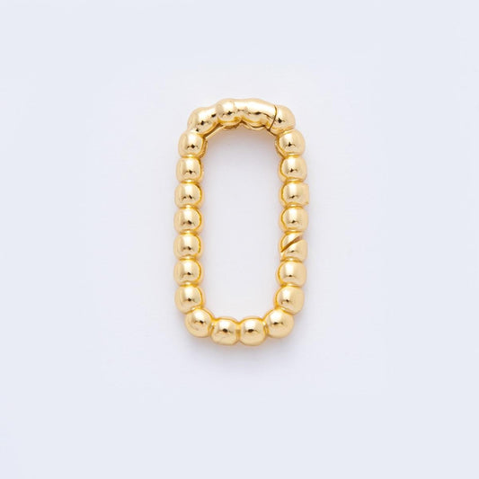 18K Gold Filled 19mm Beaded Bubble Rectangular Push Gate Clasp Finding | Z1406