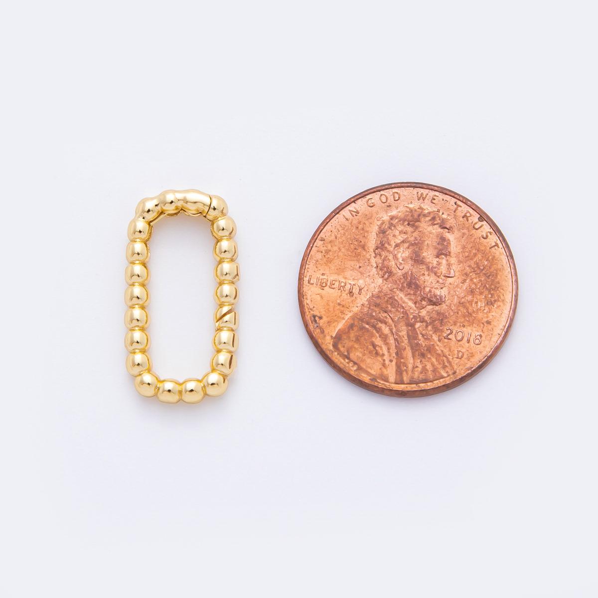 18K Gold Filled 19mm Beaded Bubble Rectangular Push Gate Clasp Finding | Z1406