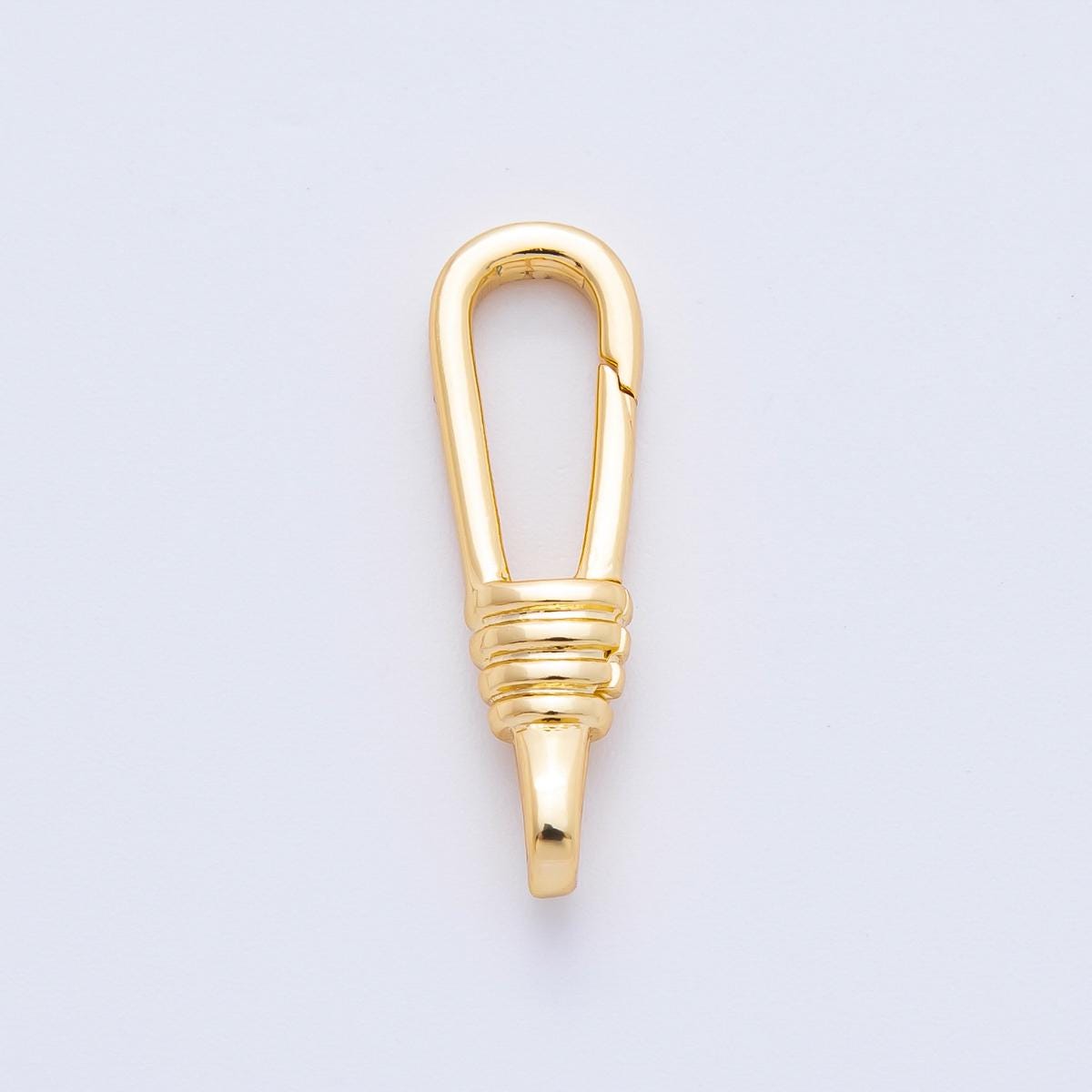 18K Gold Filled 24mm Long Oval Triple Band Push Gate Clasp Closure Finding | Z1407