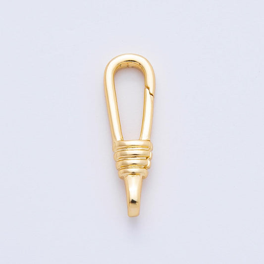18K Gold Filled 24mm Long Oval Triple Band Push Gate Clasp Closure Finding | Z1407